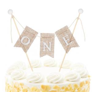 lot 542 image: Handmade One Cake Topper, First Birthday Cake Topper, 1st Birthday Decorations, Photo Prop, Baby Shower, Best Birthdays Party Supplies - Retail $4