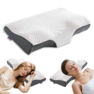 lot 552 image: WeiTrust Sleep Apnea Pillow with Neck Pain & Snoring Relief -Orthopedic Cervical Pillow, Ergonomic Contour Memory Foam for Side, Back,Stomach Sleepers, Medium Firm Support (Large) - Retail $30