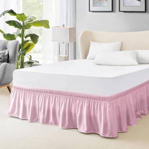 lot 561 image: FreshCulture Full Bed Skirt, Elastic Wrap Around Bed Skirt Full Bed, Easy Fit with 15-Inch Tailored Drop, Hotel Quality Dust Ruffle for Full Size Bed, Bed Skirt Full Size (Dusty Pink) - Retail $10