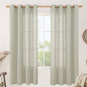lot 570 image: LAMIT Sage Grey Linen Curtains 72 Inch for Living Room 2 Panels, Linen Textured Light Filtering Semi Sheer Bronze Grommet Privacy Panels for BedroomFarmhouse, 52 x 72 Inch - Retail $32