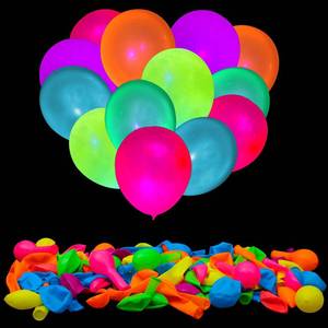 lot 573 image: 100 Pcs UV Neon Balloons, Neon Glow Party Balloons UV Black Light Balloons Glow in the Dark for Birthday Decorations Wedding Glow Party Supplies Blacklight Reactive Fluorescent - Retail $8