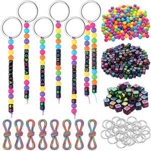 lot 578 image: Landical 564 Pcs DIY Neon Bead Keychain Kit Key Chain Making Craft Adjustable Letter Beads String Mama Sport Gift Alphabet Jewelry Backpack Accessories Holiday Party Favor(Retro Color) - Retail $10