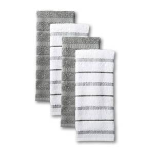 lot 579 image: KitchenAid Albany Kitchen Towel 4-Pack Set, GreyWhite, 16x26 - Retail $15