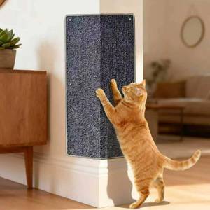 lot 590 image: Deapher Wall Mounted Corner Cat Scratcher - Double Sided Carpet Scratching Pad & Cat Scratching Post with 6 Strong Adhesives - Protect Walls & Furniture for Indoor Cats - Retail $10