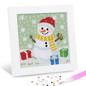 lot 603 image: Leixonl Diamond Art Kits for Kids with Framed (7 in) Cartoon Animals DIY Gem Art Painting - Arts & Crafts Gifts for Beginners & Teens (1p-6 in Snow Man) - Retail $10