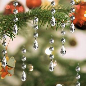 lot 605 image: Christmas Ornaments Crystal Tree Decorations, 30Pcs Acrylic Clear Hanging Crystals for Centerpieces Teardrop Chandelier Garland Beads for Xmas Wedding Party Home Decor - Retail $10