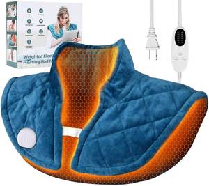 lot 635 image: 2.5 Lbs Weighted Heating Pad for Neck and Shoulders, Electric Heating Pad, 5 Heat Settings, 4 Auto-Off Timers, Ideal Gift for Mom, Dad, Soft Flannel Machine-Washable - Retail $3,587