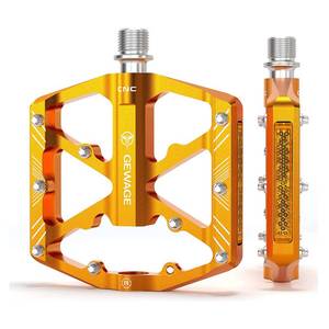 lot 641 image: Bike Pedals 916 Inch - Bicycle Pedals with Reflectors - 3 Sealed Bearings MTB Pedals Wide Platform Pedals for Mountain Bike, BMX, Road Bike Pedals (Gold) - Retail $27