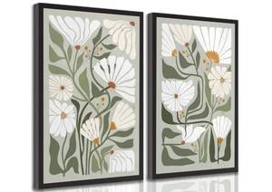 lot 643 image: CANVAS POSTER ONLY,NO FRAME 2 Pcs Boho Wildflowers Canvas Wall Art Green Bohemia Abstract Floral Botanical Painting Picture Wall Decor Poster Print Artwork for Living Room Bedroom Bathroom Home Decoration Unframed - Retail $15