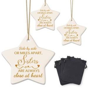 lot 652 image: Cunhill 3 Pieces Sister Gift Christmas Ornament 2025 Star Shape with Rope Ceramic Tree Friendship Ornaments for Sister and Women Christmas Birthday Gift - Retail $20,369