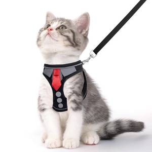 lot 659 image: NCMAMA Cat Harness and Leash Set for Walking Escape Proof, Soft Adjustable Kitten Harness Breathable Mesh with Reflective Strips Harness for Kitty Puppy Bunny (Black, Large) - Retail $16