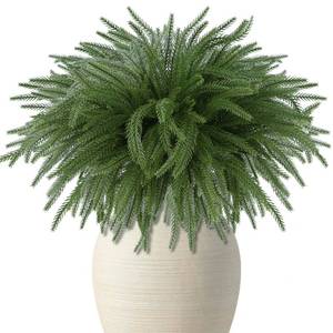 lot 661 image: POT NOT INCLUDED DR.DUDU 18 Norfolk Pine Stems Christmas Decor- 12 Pack Real Touch Artificial Branches for Vase Filler, Faux Greenery Stems for Mantel Table Xmas Indoor Decorations - Retail $17