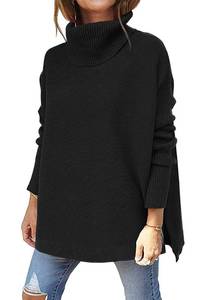 lot 669 image: LILLUSORY Oversized Turtleneck Pullover Sweater Women 2025 Long Tunic Cozy Winter Trendy Plus Size Poncho Cowl Neck Cute Casual Early Fall Fashion Must Have Work Old Money Clothes Outfit Clothing Large - Retail $33