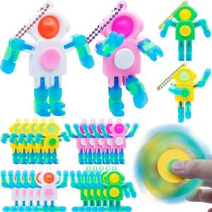 lot 674 image: LENDOD 24 PCS Astronaut Transformable Pop Fidget Spinners Toys with Keychain - Party Favors Bulk & Goodie Bag Stuffers for Kids, Sensory Travel Toy for Ages 4-8, Treasure Box Toys for Classroom - Retail $20