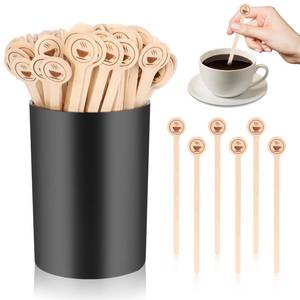 lot 678 image: 100 PCS Coffee Stirrer and Holder Set 6 inch Wooden Coffee Stirrers with Round Ends Disposable Coffee Stir Sticks Beverage Stirrer Sticks Plastic Drink Stirrer Holder for Cafe Drink Stations Bar - Retail $14
