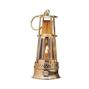 lot 683 image: Oil Lamp - 10�� Tall Miners Lamp with Brass Body, Glass Chimney, and Mesh Screen - Handmade Decorative Kerosene Lantern - Oil Lamps for Indoor or Outdoor Use by Kings County Tools - Retail $66