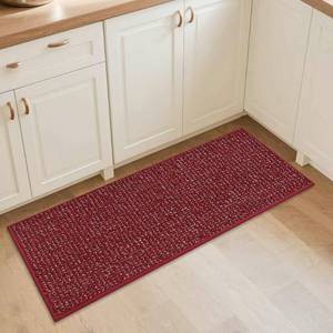 lot 685 image: BEQHAUSE Kitchen Runner Rugs 20x48, Non-Slip Kitchen Mats for Floor, Super Absorbent and Stain Resistant Kitchen Rug, Machine Washable Rugs for Kitchen, Hallway, Laundry & Sink, Red - Retail $30