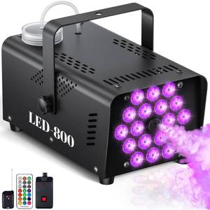 lot 699 image: MLIKOEU Fog Machine, 800W Smoke Machine With 13-Color LED Effects, 3500CFM Smoke Machine Fog Output, Wired And Wireless Remote Control,Ideal For Halloween, Wedding And DJ Stage (Black) - Retail $50