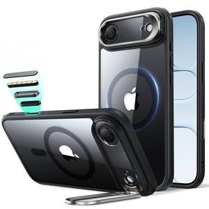 lot 701 image: ESR for iPhone Air Case with Stash Stand, Camera Control Cover Compatible with MagSafe, Military-Grade Drop Protection Magnetic Phone Case for iPhone 17 Air, Scratch-Resistant Back Cover,Clear Black - Retail $25