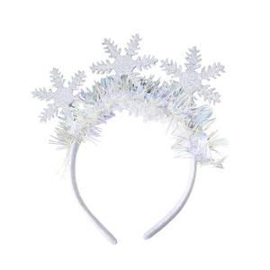 lot 722 image: ZASKHLD 1Pcs Shiny Christmas Headband White Snowflake Headbands with Laser Foil Strips Designs New Year Hair Accessories Winter Hair Bands for Women Xmas Party Supplies - Retail $8