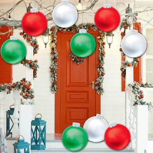 lot 752 image: YHFUISK 9 PCS Outdoor Christmas Decorations,11 Inch Large Inflatable Christmas Balls,Christmas Ornaments Decor for Front Door Yard for New Year Festive - Retail $23