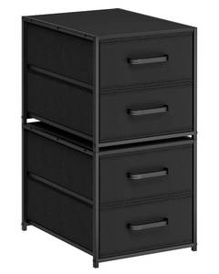lot 755 image: Homsorout Stackable Storage Drawers - 2 Tier Closet Drawers, Closet Organizer with Metal Handles, Night Stand with Collapsible Bins, Fabric Dresser for Bedroom, Dorm, Office, Black, 2 Pack - Retail $50