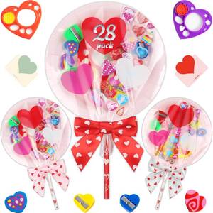 lot 769 image: Deerher Valentines Day Gifts for Kids - 28 Pack Giant Colorful Stationery Set with Valentines Cards for School Classroom Class Party Favor - Valentine Gift Exchange for Boys Girls Toddler - Retail $15