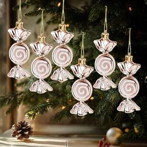 lot 776 image: 5PcsBox Christmas Colorful Candy Pendant Plastic Xmas Tree Hanging Ornament 2025 New Year Christmas Decor Gift,21  10cm (Champagne Gold) - Retail $12,080