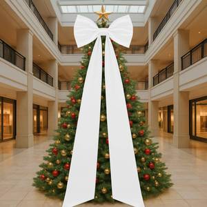 lot 782 image: Juinte 23.62 x 90.55 Inches Christmas Extra Large Bows Giant Christmas Tree Topper Bow Decorations Satin Bow Tree Topper for Xmas Decorations Wreath Home Holiday Party Decor(White) - Retail $28