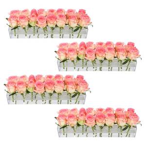lot 783 image: 4 Pack Clear Acrylic Flower Vase Centerpiece for Dining Table,63.2 Inch Rectangular Floral Low Vases with 64 Holes for Dining Table Modern Flower Arrangement for Home Decor or Weddings - Retail $34