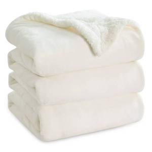 lot 784 image: Bedsure GentleSoft Sherpa Fleece Blanket Queen Size for Bed, Non-Heated, Thick and Warm Throw for Women and Men, Soft Fuzzy Plush Queen Blanket for Winter, Cream, 90x90 Inches - Retail $54