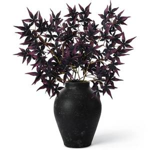 lot 789 image: Vase Not Included Janinka 29 Fall Artificial Japanese Maple Leaves Stem Fake Fall Maple Leaves Stem Autumn Faux Bushes for Vase Farmhouse Table Centerpiece Halloween Thanksgiving Decor 3 Pcs(Black Currant)  - Retail $15