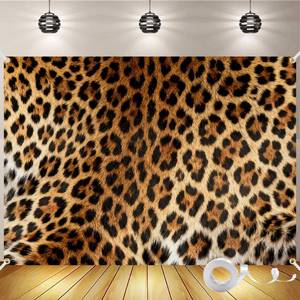 lot 792 image: Leopard Backdrop 7x5FT - Cheetah Print Photography Background with 10m Ribbon, Double-Stitched Edges, Vibrant Brown & Black Spots for Birthday, Bachelorette Party, and Photo Booth Decor - Retail $12