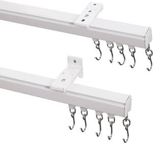 lot 191655 image: ChadMade CeilingWall Mount Curtain Track Rod Set with Hooks, 6ft - 9ft Adjustable Length Window Rod Track Curtain Rail System For Living Room Bedroom, Work with Grommet and Pinch Pleated Curtain