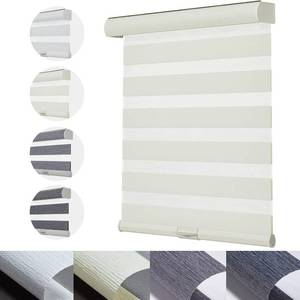 lot 191668 image: Persilux Custom Size Cordless Zebra Blinds for Windows with Jacquard Pattern Insulated Roller Shades Light Filtering Sheer Window Shades for Home, Office and Door Cream