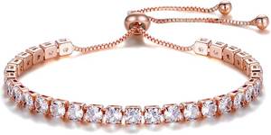 lot 191670 image: Fashion Bracelets for WomenTennis Bracelets for Women18K Gold Plated Bracelets for WomenSilver Womens BraceletsRose Gold Womens Bracelets4mm Zirconia Bracelets Length-adjustable buckle