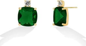 lot 191678 image: Cushion-Cut Crystal Stud Earrings   925 Silver Post, Gold-Plated, 9 Colors