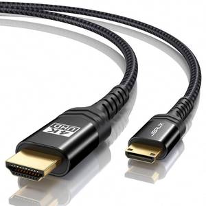 lot 40127 image: JSAUX Mini HDMI to HDMI Cable 15FT, Aluminum Shell, Braided High Speed 4K 60Hz HDMI 2.0 Cord, Compatible with Camera, Camcorder, Tablet and Graphics,Black - Retail $19