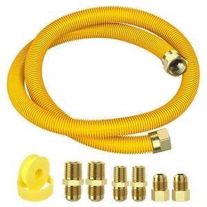 lot 40135 image: Flex Gas Line, Gas Dryer Connector Kit, StoveWater HeaterDryer Gas Line with Connectors 12 MIP 12FIP 34MIP, 58 in.OD(12 in. ID Coated Corrugated Stainless Steel Tubing - Retail $29