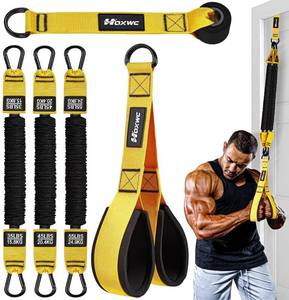 lot 40140 image: HOXWC Resistance Bands with Handles, Exercise Bands with Door Anchor for Working Out, Home Gym Workout Equipment for Push Downs, Tricep, Biceps, Arms, Back, Chest, Abs, Shoulder Training - Retail $26