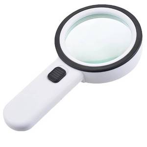 lot 40142 image: Magnifying Glass with 12 LED Lights, Double Glass Lens Handheld Illuminated Magnifier Reading Magnifying Glass with for Macular Degeneration Seniors Reading Inspection Coins Jewelry - Retail $9