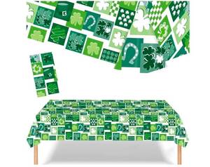 lot 40154 image: St. Patricks Day Shamrock Pattern Tablecloth - Retail $15