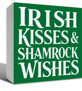 lot 40157 image: Irish Kisses & Shamrock Wishes Box Sign - Retail $15
