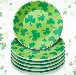lot 40160 image: St. Patricks Day Shamrock Plates Set - Retail $24