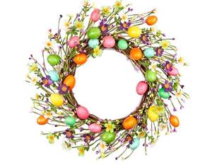 lot 49061 image: Easter Egg Spring Wreath with Wildflowers - Retail $45