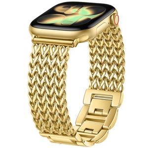 lot 51856 image: SNBLK Metal Band Compatible with Gold Apple Watch Bands for Women 40mm 41mm 42mm 38mm 44mm 45mm 46mm, Dressy Stainless Steel Link Bracelet, Designer Strap for iWatch Series 11SE1098765432 - Retail $22