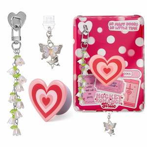 lot 51868 image: ANKUAITIAN Books Theme Charms Set for Kindle,Including Dust Plug Charm Type CUSB C,Heart Grip Holder, Bow Keychain Accessories,Compatible for Kindle Paperwhite 11th 12th Generation (Flower Style) - Retail $10