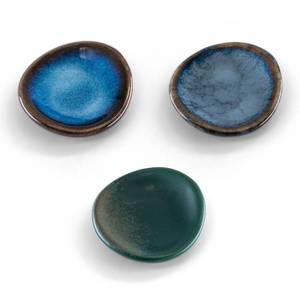 lot 51871 image: Louyebh Small Ceramic Spoon Rest 3PCS for Coffee Tea Spoon Kitchen Counter Dining Table Decor, Stable Glaze Sauce Tray Porcelain Utensil Spoon Holder for Stove Top Coffee Bar Easy Clean (Orbicular-1) - Retail $14