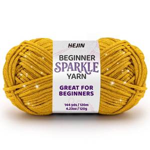 lot 51874 image: 120g Gold Sparkle Yarn for Crocheting and Knitting 120m(144yds) for Beginners with Easy-to-See Stitches Worsted-Weight Medium #4 Yarn for Beginners Crochet Kit Making - Retail $12