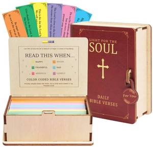 lot 51884 image: SOUTHLISA Read This When Bible Verse Box 150 Color Coded Bible Verse for 6 Emotions Wooden Christian Gift Box for Women, Perfect Christmas or Birthday Gift for Women - Retail $17